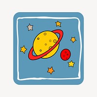 Saturn planet clipart, cute space doodle psd. Free public domain CC0 image.