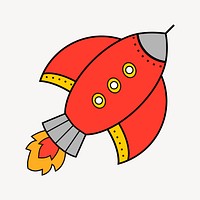 Rocket doodle sticker, space travel illustration vector. Free public domain CC0 image.