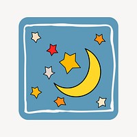 Crescent moon doodle sticker, space illustration vector. Free public domain CC0 image.