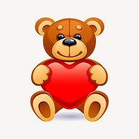 Teddy bear sticker, Valentine's day illustration vector. Free public domain CC0 image.