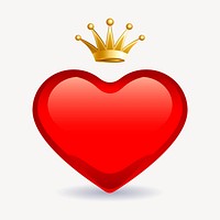 Crown heart sticker, Valentine's day illustration vector. Free public domain CC0 image.