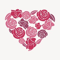Rose heart, valentine's day illustration. Free public domain CC0 image.