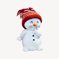 3D snowman sticker, Christmas illustration vector. Free public domain CC0 image.