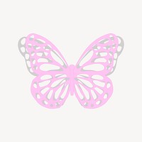 Pink butterfly sticker, animal illustration vector. Free public domain CC0 image.