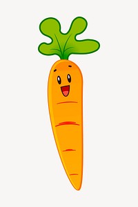 Cartoon carrot sticker, vegetable illustration vector. Free public domain CC0 image.