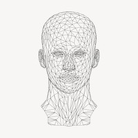 Wireframe head sticker, ai illustration vector. Free public domain CC0 image.