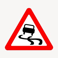 Slippery road sign clipart, traffic symbol illustration vector. Free public domain CC0 image.