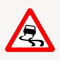 Slippery road sign collage element, traffic symbol illustration psd. Free public domain CC0 image.