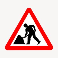 Construction sign clipart, traffic symbol illustration vector. Free public domain CC0 image.