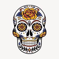 Sugar skull collage element, Day of the Dead traditional illustration psd. Free public domain CC0 image.