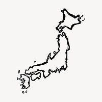 Japan map collage element, outline illustration psd. Free public domain CC0 image.
