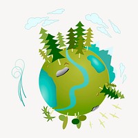 Green globe collage element, environment illustration psd. Free public domain CC0 image.