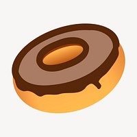 Chocolate donut clipart, dessert illustration vector. Free public domain CC0 image.