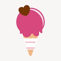 Pink ice-cream cone collage element, food illustration psd. Free public domain CC0 image.