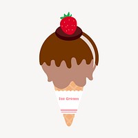 Chocolate ice-cream cone clipart, cute dessert illustration vector. Free public domain CC0 image.