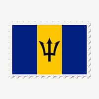 Barbados flag clipart, postage stamp vector. Free public domain CC0 image.
