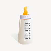 Baby bottle sticker, object illustration psd. Free public domain CC0 image.