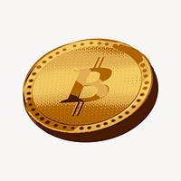 Gold Bitcoin sticker, cryptocurrency illustration psd. Free public domain CC0 image.