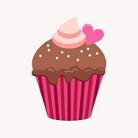 Chocolate cupcake sticker, cute dessert illustration psd. Free public domain CC0 image.
