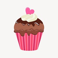 Chocolate cupcake sticker, cute dessert illustration psd. Free public domain CC0 image.