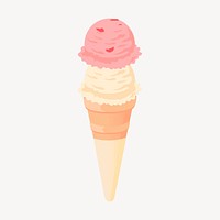 2 scoops ice-cream sticker, dessert illustration psd. Free public domain CC0 image.