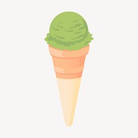 Matcha ice-cream sticker, dessert illustration psd. Free public domain CC0 image.