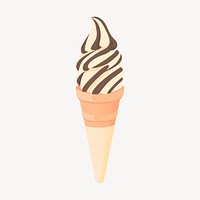 Chocolate two tone ice-cream sticker, dessert illustration psd. Free public domain CC0 image.