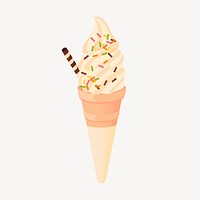 Ice-cream cone sticker, dessert illustration psd. Free public domain CC0 image.