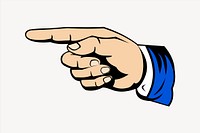 Hand pointing finger sticker, business illustration psd. Free public domain CC0 image.