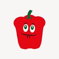 Red capsicum sticker, vegetable cartoon illustration psd. Free public domain CC0 image.