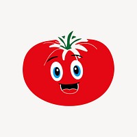 Smiling tomato sticker, vegetable cartoon illustration psd. Free public domain CC0 image.