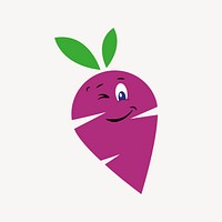 Purple carrot sticker, vegetable cartoon illustration psd. Free public domain CC0 image.