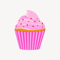 Strawberry cupcake sticker, cute dessert illustration psd. Free public domain CC0 image.