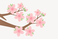 Cherry blossom sticker, botanical illustration vector. Free public domain CC0 image.