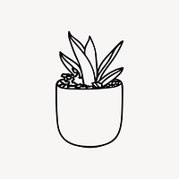 Potted snake plant drawing, botanical illustration vector. Free public domain CC0 image.