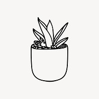 Potted snake plant drawing, houseplant illustration. Free public domain CC0 image.