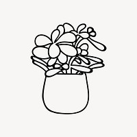 Potted flower drawing, house plant illustration vector. Free public domain CC0 image.