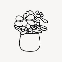 Potted flower drawing, plant illustration psd. Free public domain CC0 image.