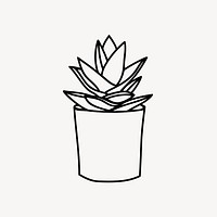 Potted succulent drawing, house plant illustration vector. Free public domain CC0 image.