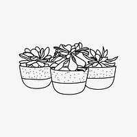 Minimal potted plant drawing, line art illustration vector. Free public domain CC0 image.