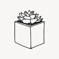 Potted succulent drawing, plant illustration psd. Free public domain CC0 image.