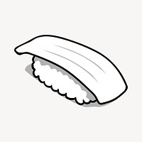 Squid sushi sticker, Japanese food illustration vector. Free public domain CC0 image.