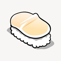 Scallop sushi sticker, Japanese food illustration vector. Free public domain CC0 image.