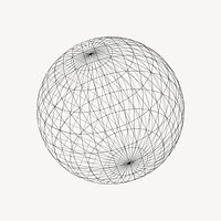 Wireframe sphere, geometric illustration vector. Free public domain CC0 image.