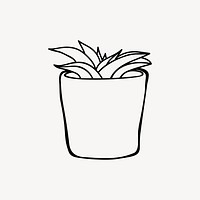 Potted succulent drawing, house plant illustration vector. Free public domain CC0 image.