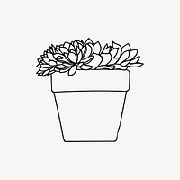 Minimal potted plant drawing, home decor illustration psd. Free public domain CC0 image.