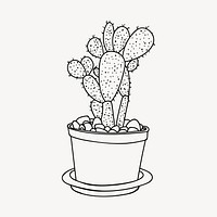 Potted cactus drawing, house plant illustration vector. Free public domain CC0 image.