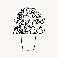 Minimal potted plant drawing, line art illustration vector. Free public domain CC0 image.