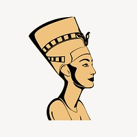 Nefertiti Bust portrait clipart, Egyptian illustration. Free public domain CC0 image.