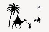 Biblical Magi silhouette drawing, religious illustration psd. Free public domain CC0 image.